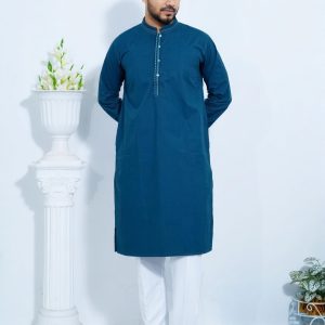 পুরুষদের নীল কালার  স্লাব কটন পাঞ্জাবী  I Authentic Pure Slub Cotton Panjabi – Men's Blue Color